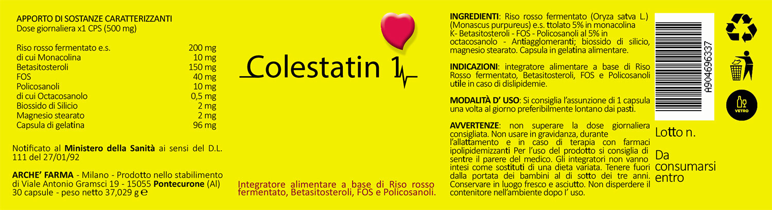 Colestatin: l'etichetta.