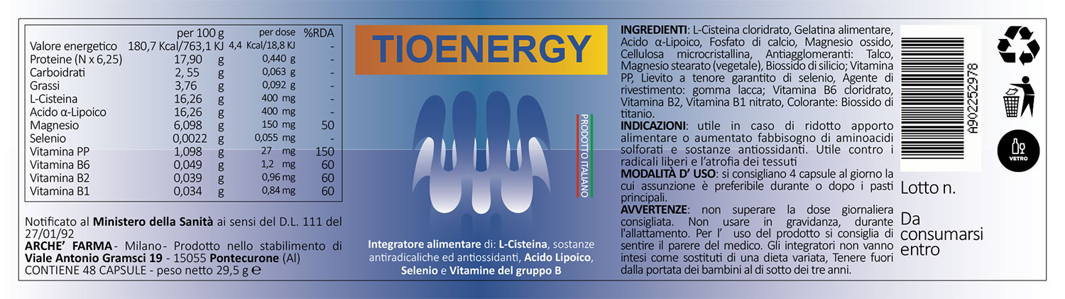 Tioenergy: l'etichetta.